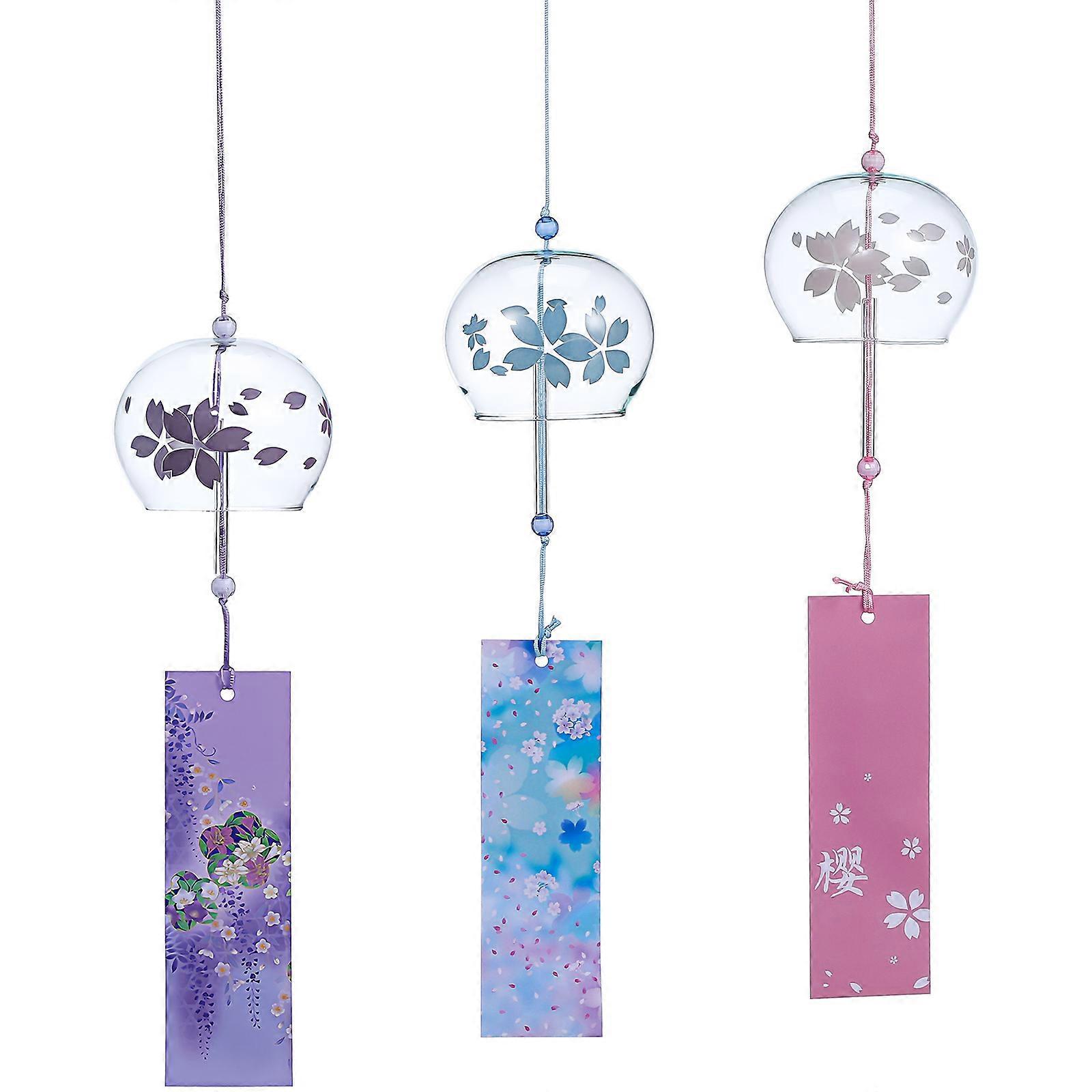 3er-set Japanische Glaswindspiele, Handgefertigte Glasornamente, Garten- Und Wanddekoration-7.00x6.00x6.00cm