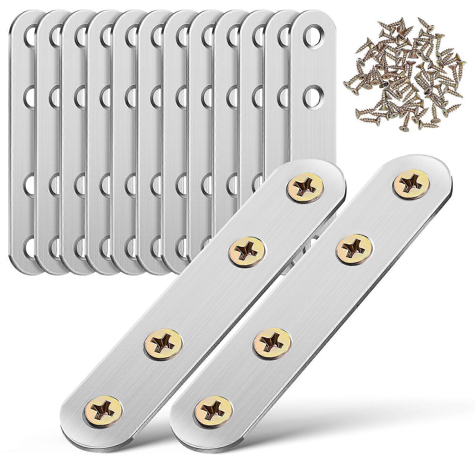14 Stück Flachwinkel, Gerade Winkelplatten, Reparaturplatten, Metallwinkel Mit Löchern, Gerade Winkel Für Holz-7.70x1.60x0.18cm