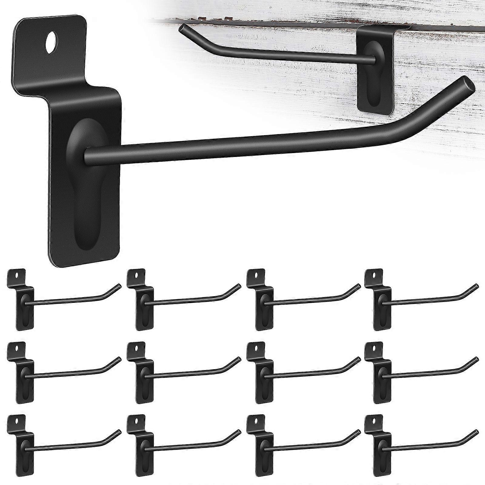 20 Stück Lamellenwandhaken, Wandaufbewahrung, Lamellenwand-organizer, Metall-wandhaken, Robuste Lamellenwand-präsentationshaken-9.50x5.00x2.30cm-black