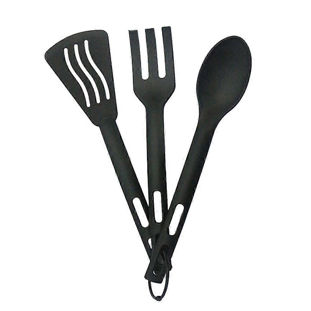 3er-set Tragbares Besteck Mit Aufhängeloch, Spaten, Löffel Und Gabeln Aus Kunststoff Für Den Außenbereich-24.6x6.5cm-black