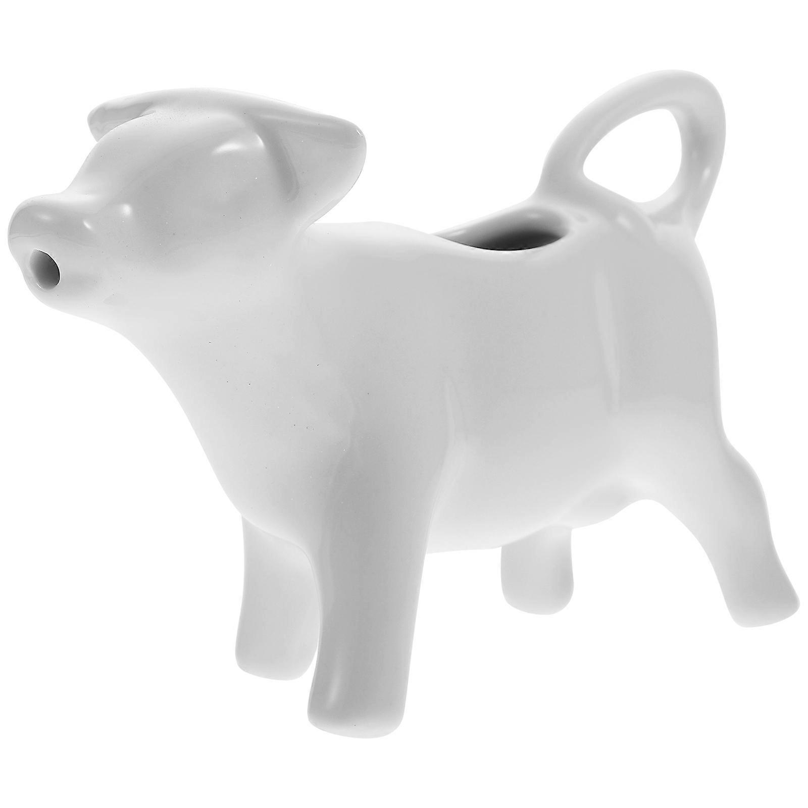 Blumenförmiger Becher, Keramik-milchbehälter, Milchkessel, Saucenhalter, Milchkrug-13.5x3.5x7.5cm-white