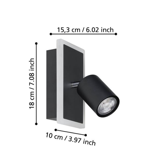 EGLO RIMBOCCHI 1 SPOT L180 7W 850LM SCHWARZ