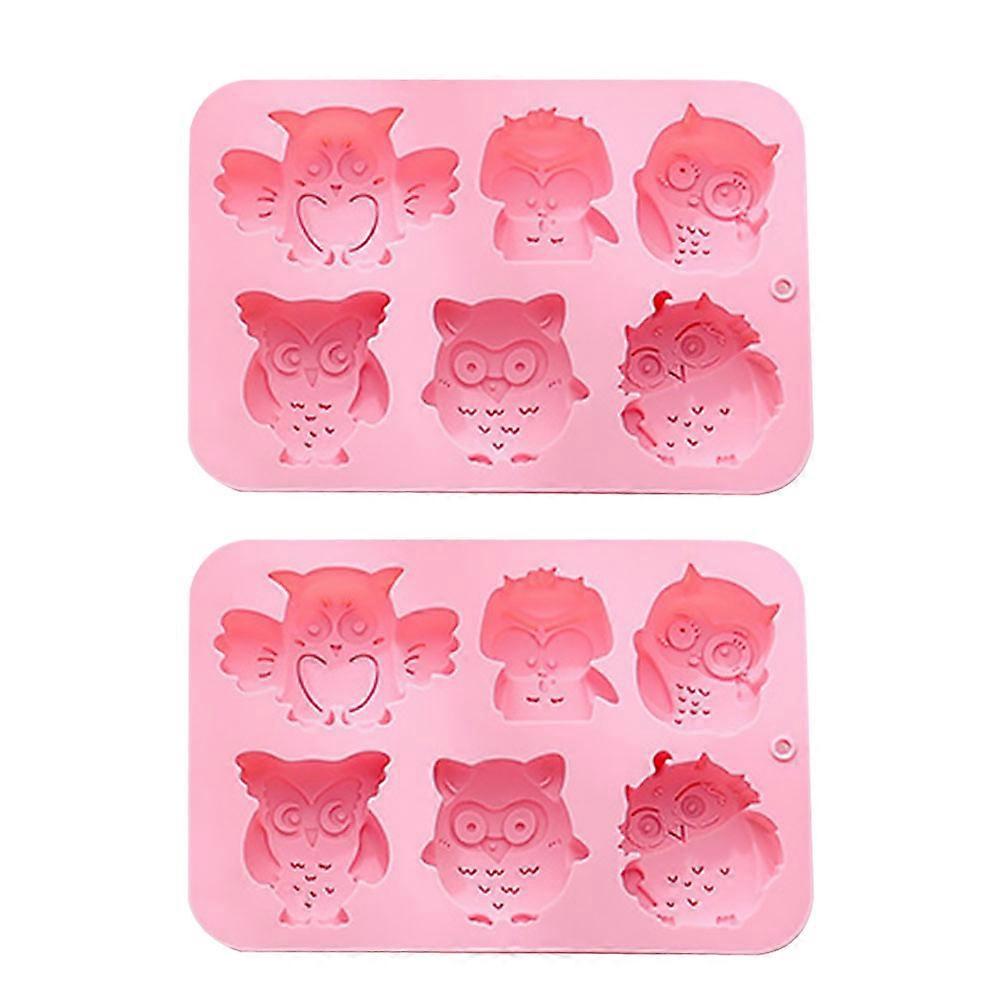2-teiliges Set Silikon-backformen In Eulenform Für Fondant, Diy-kuchen Und Mehr-19.90x13.80x2.40cm-pink