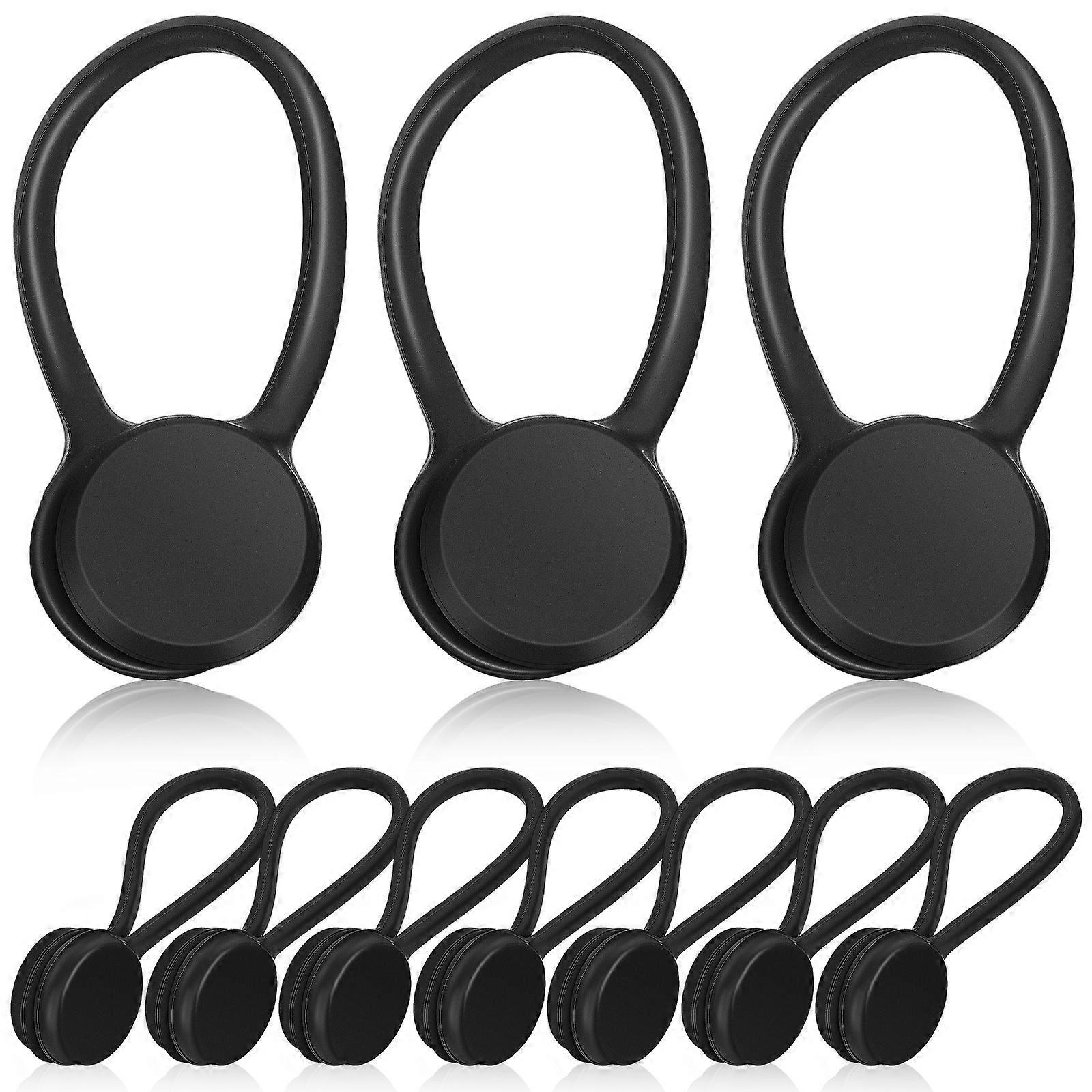 10 Stück Kabelbinder, Magnetische Silikon-kabelbinder, Wiederverwendbare Kabelorganisatoren, Kabelmanagement-kabelbinder Für Elektronikgeräte-5.00x1.00x1.00cm-black