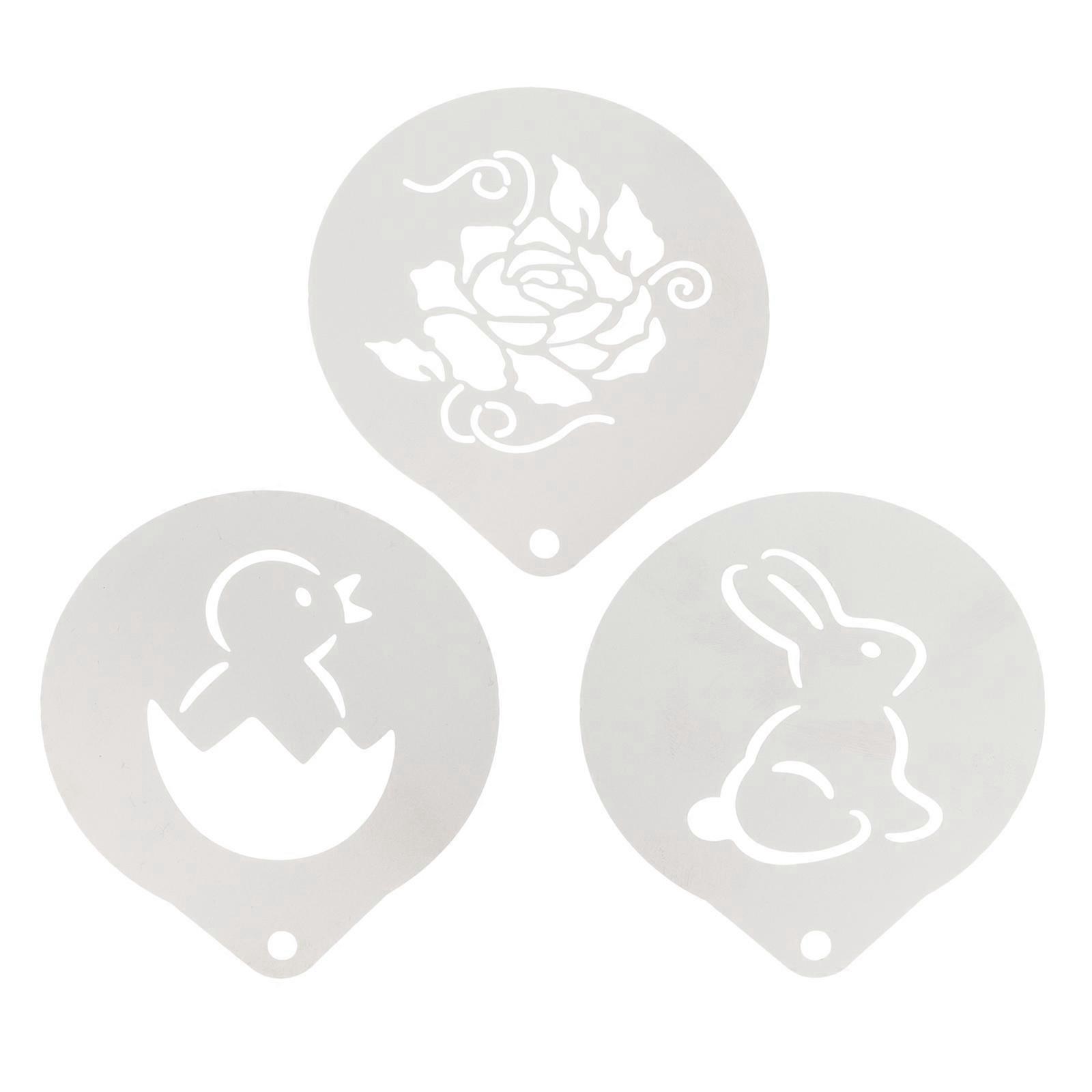 3-teiliges Set Kaffeeschablonen Aus Edelstahl, Latte Macchiato, Cappuccino, Hasenform-10x8.2cm-silver