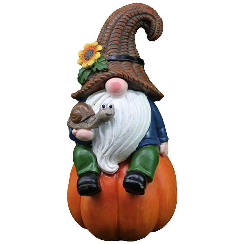 Gartenzwerg-figur, Sitzender Zwerg Auf Kürbis, Herbsternte-gartenzwerg-statue, Figur-15x8.5cm