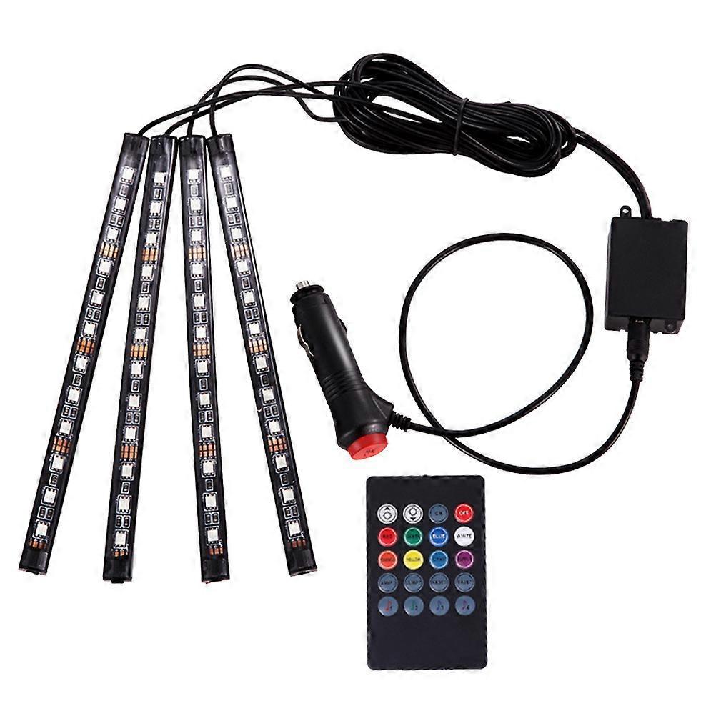 Ambientebeleuchtung Fürs Auto, Farbenfrohe Rgb-streifenleuchte, Soundgesteuerte Led-lampe, Musikbeleuchtung Für Den Fahrzeuginnenraum (4 Streifenleuchten, 48 Leds)-22x1.5x0.8cm-black