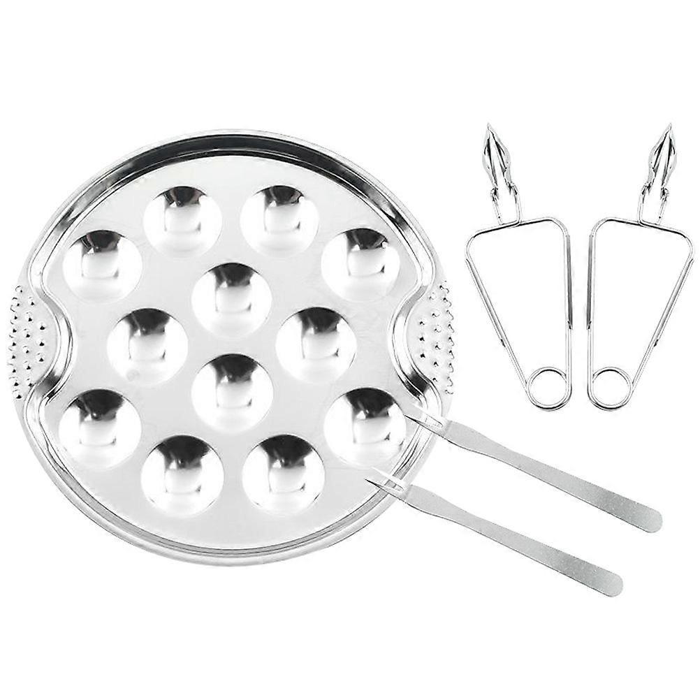 1 Set Schneckenteller Mit Schneckenclip, Edelstahlplatte, Backplatte Für Zuhause, Restaurant-19x19cm-silver