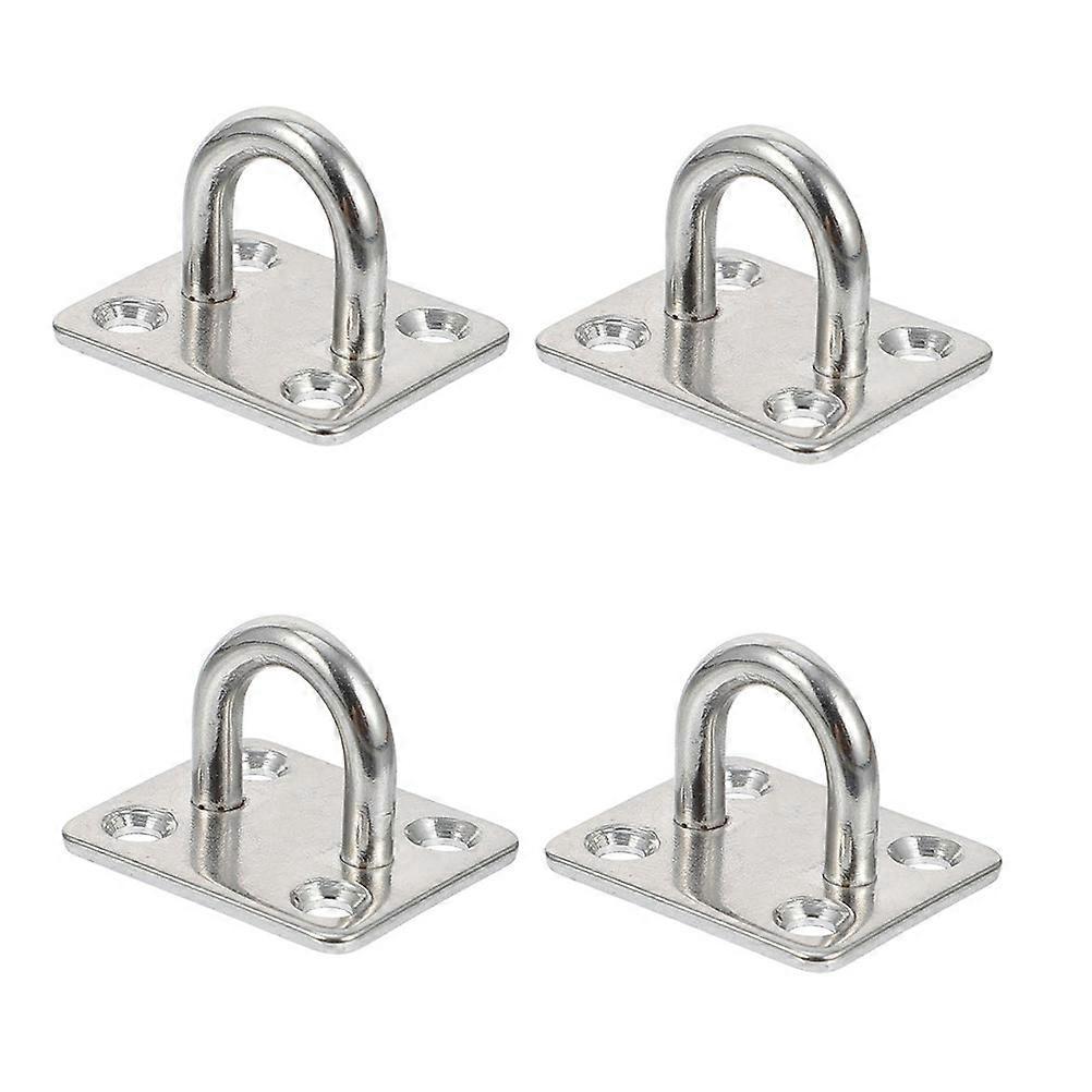 4 Stück Quadratische Ösenplatten, Edelstahl-ringhaken, U-förmige Deckenhaken-4x3.5cm-silver