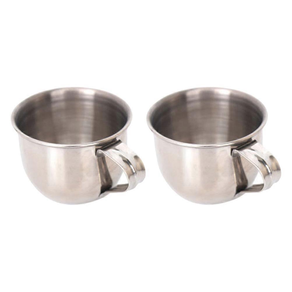 2er-set Edelstahl-wasserbecher, Sakebecher, Kleine Teetassen, Pflaumenfarbene Weingläser-5.7x5.7x4cm-silver