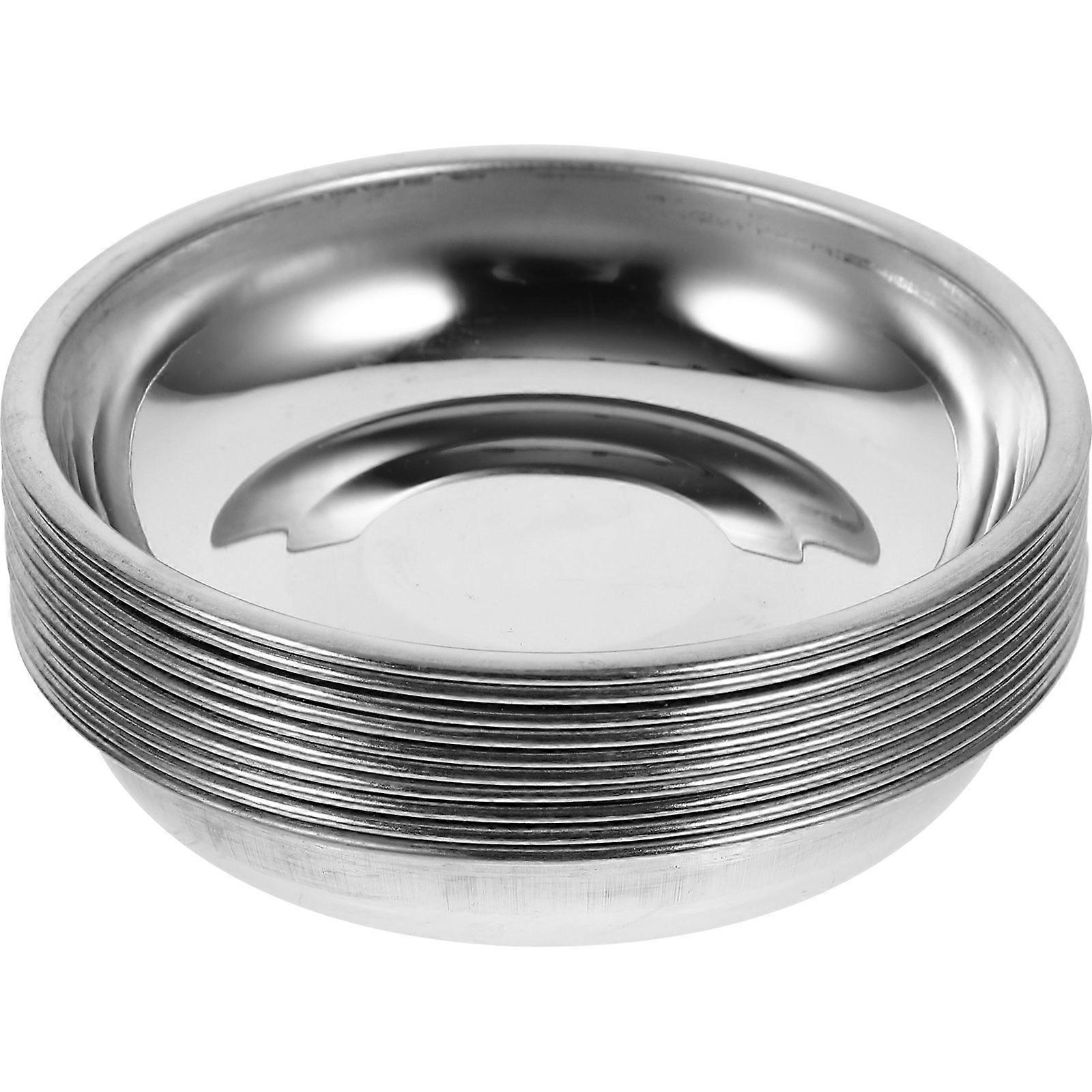 10 Runde Edelstahl-saucenschälchen, Senf-vorspeisenteller (8 Cm)-8.00x8.00x1.50cm-silver
