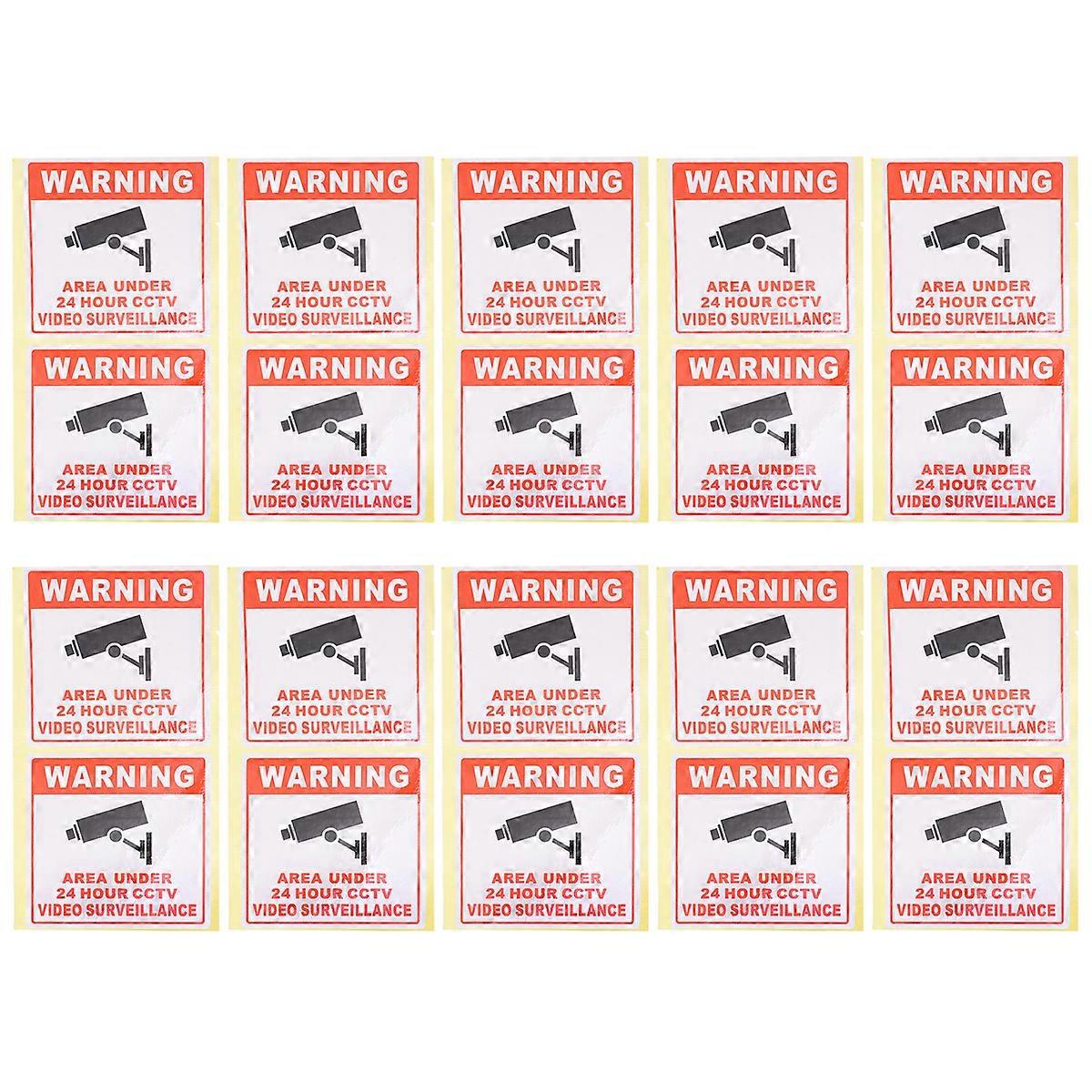 20 Stück Warnaufkleber Für Überwachungskameras – 24-stunden-videoüberwachung – Für Schulen Und Bürogebäude-8x8cm-as Shown
