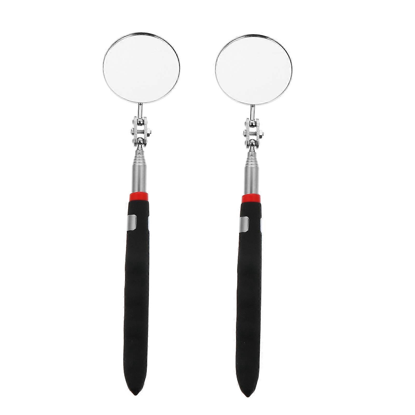 2 Stück Inspektionswerkzeug Teleskop-flexstab Schwenkbarer Runder Inspektionsspiegel-24x5.2cm-black