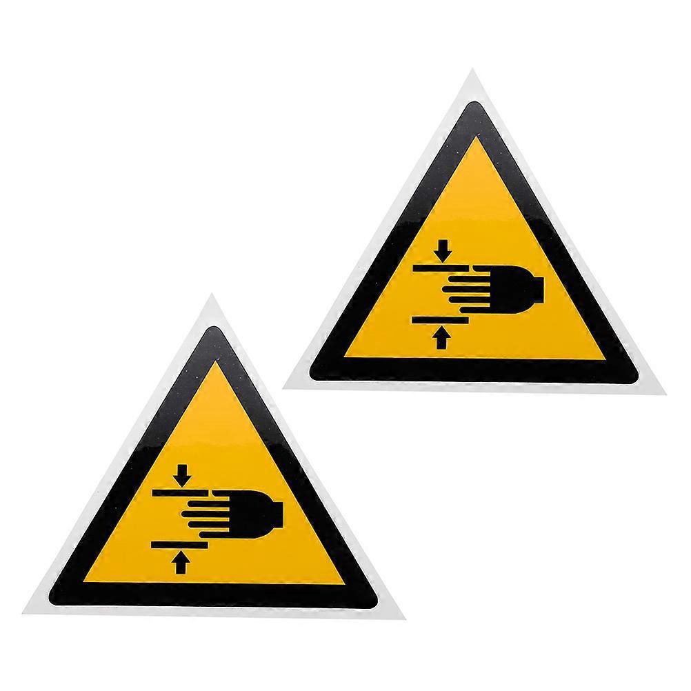 2 Stück Warnschilder Zur Handquetschgefahr, Aufkleber Zur Handsicherheit-10x10cm-yellow