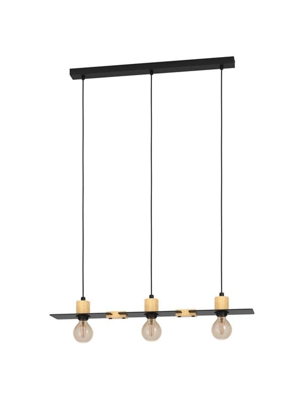EGLO BRAMERTON LANGER TISCH 3L E27 SCHWARZ/HOLZ FSC