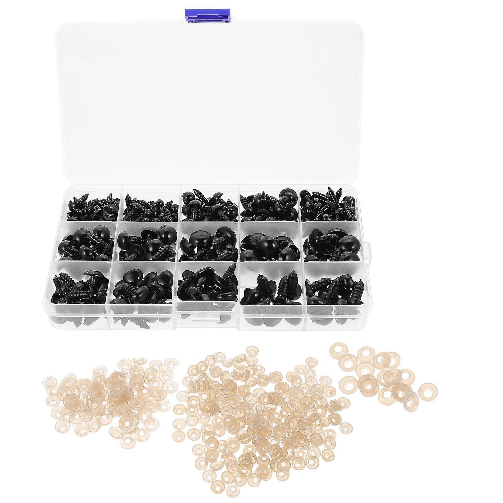 1 Set Sicherheitsaugen Und -nasen Aus Kunststoff, Häkelpuppenaugen Und -nasen Mit Unterlegscheiben-1.2x1.2cm-black