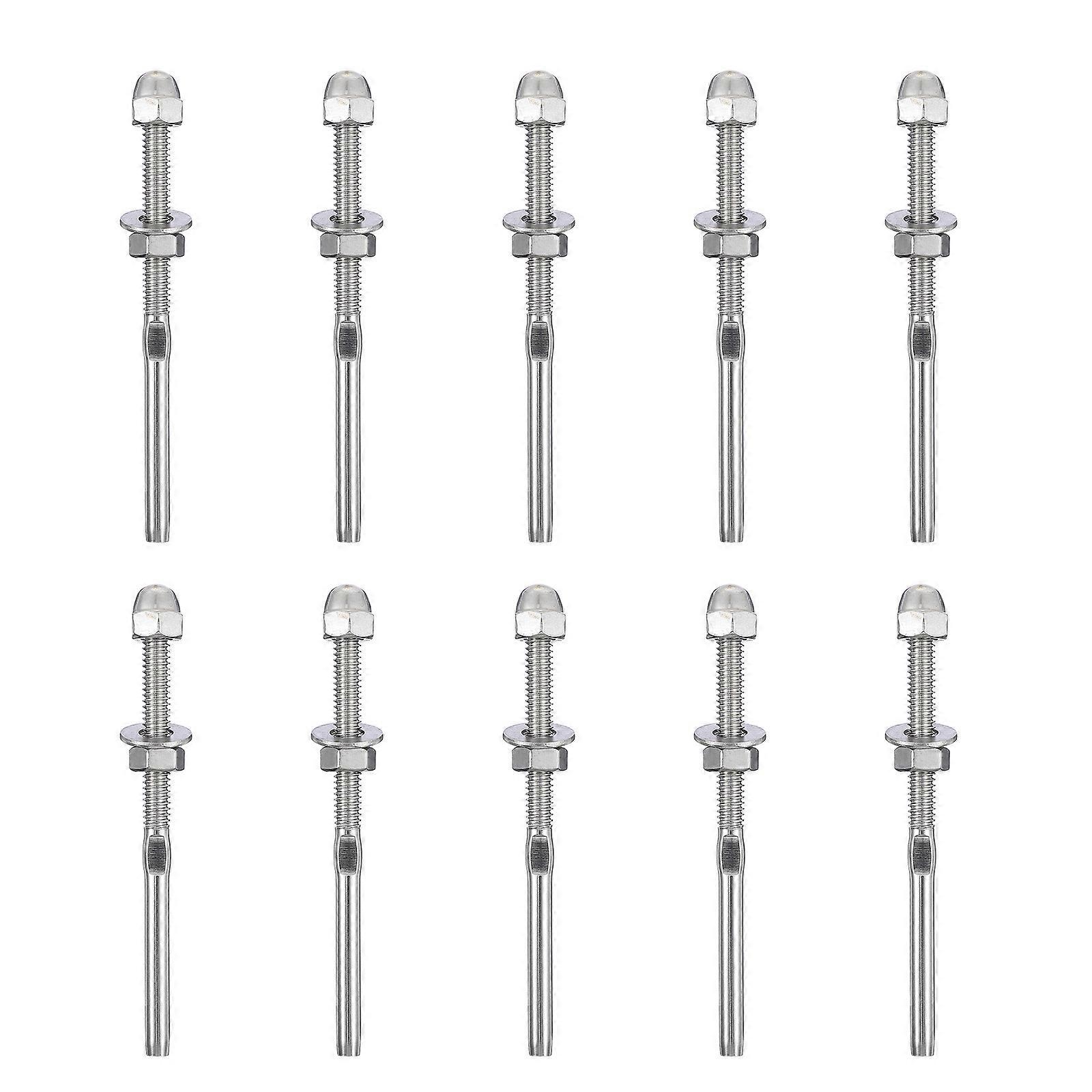 10 Stück Endkappen Für Gewindeseilspanner Aus Edelstahl Für Deckgeländersysteme-10.5x1x0.5cm-silver