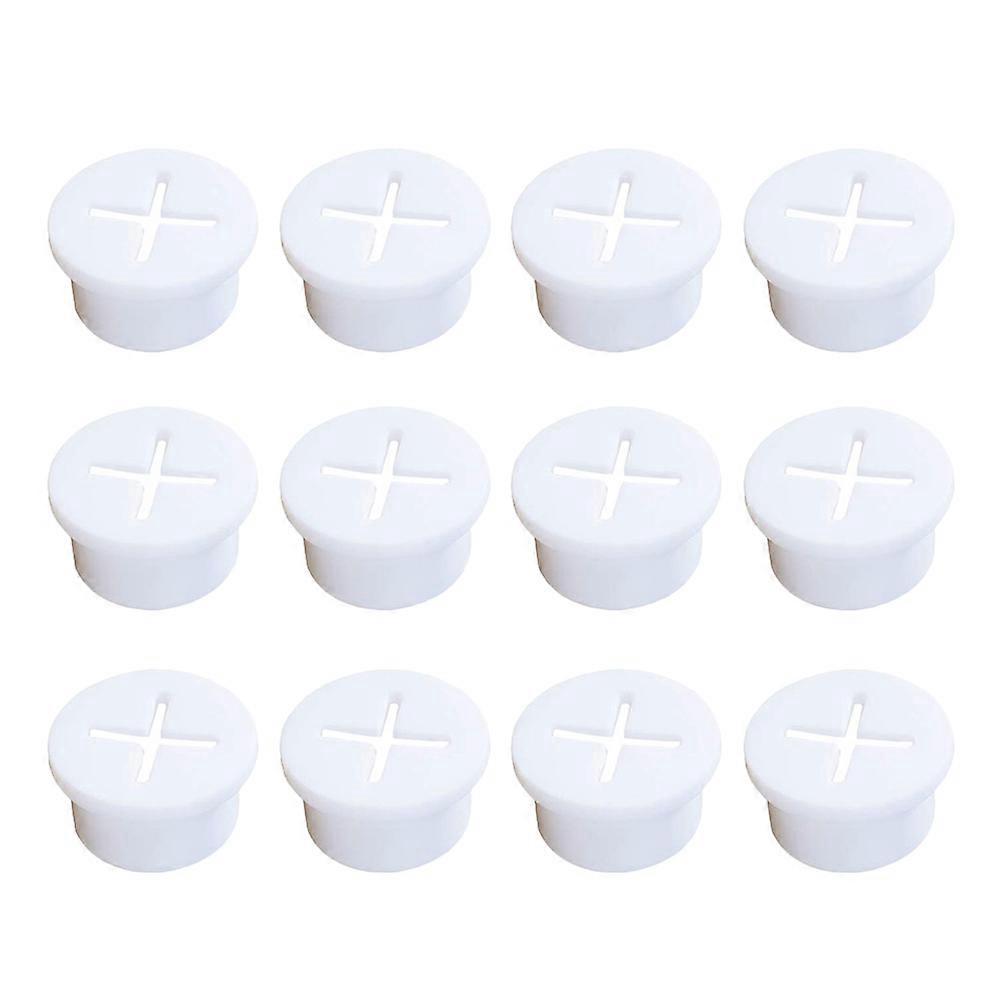 12 Stück Kabeldurchführungen Für Schreibtischmöbel, Kabelkanal Für Zuhause-2.40x2.40x1.20cm-white
