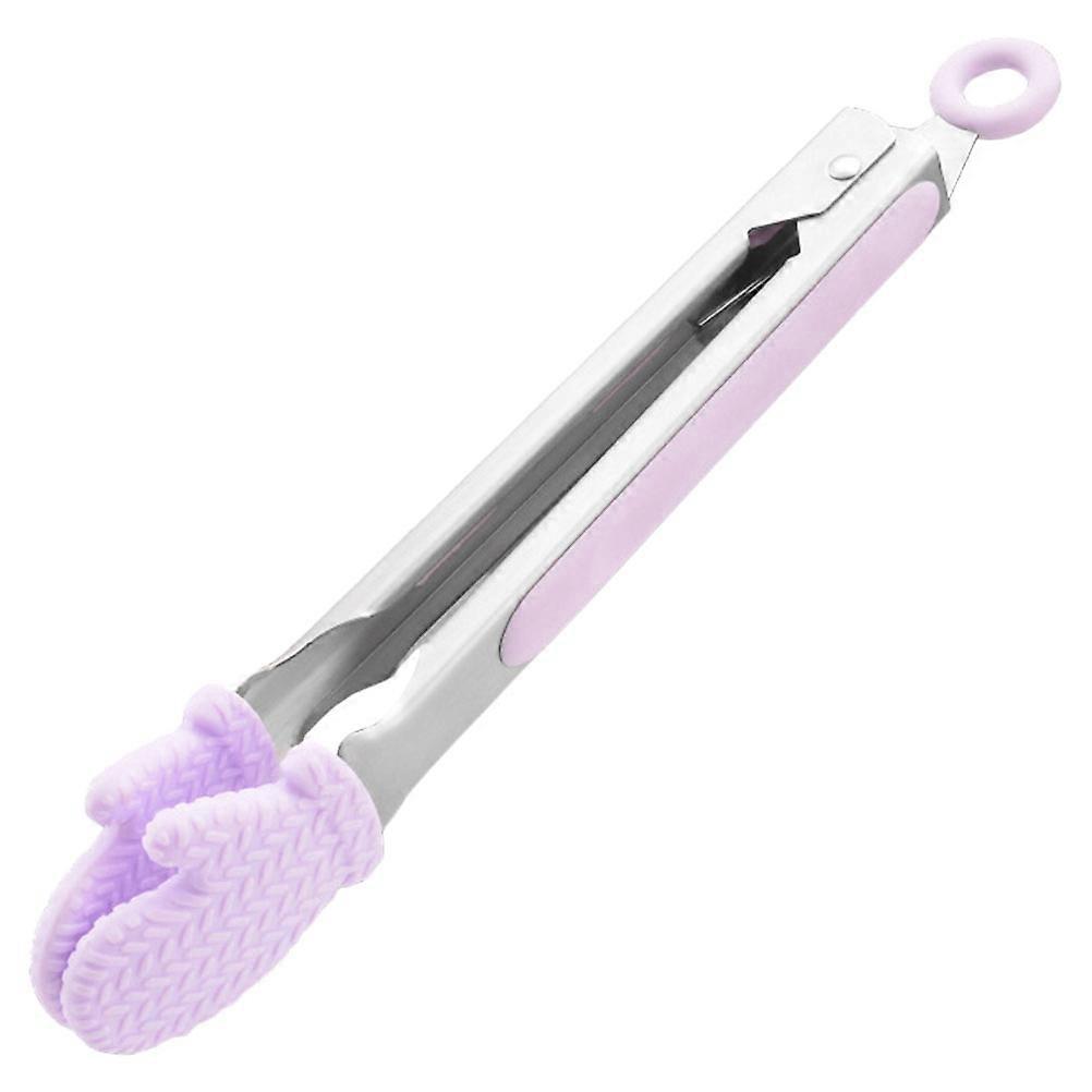 Lebensmittelzange Aus Edelstahl Und Silikon, Ideal Zum Braten, Brotbacken Und Grillen-25.50x2.50x2.00cm-purple