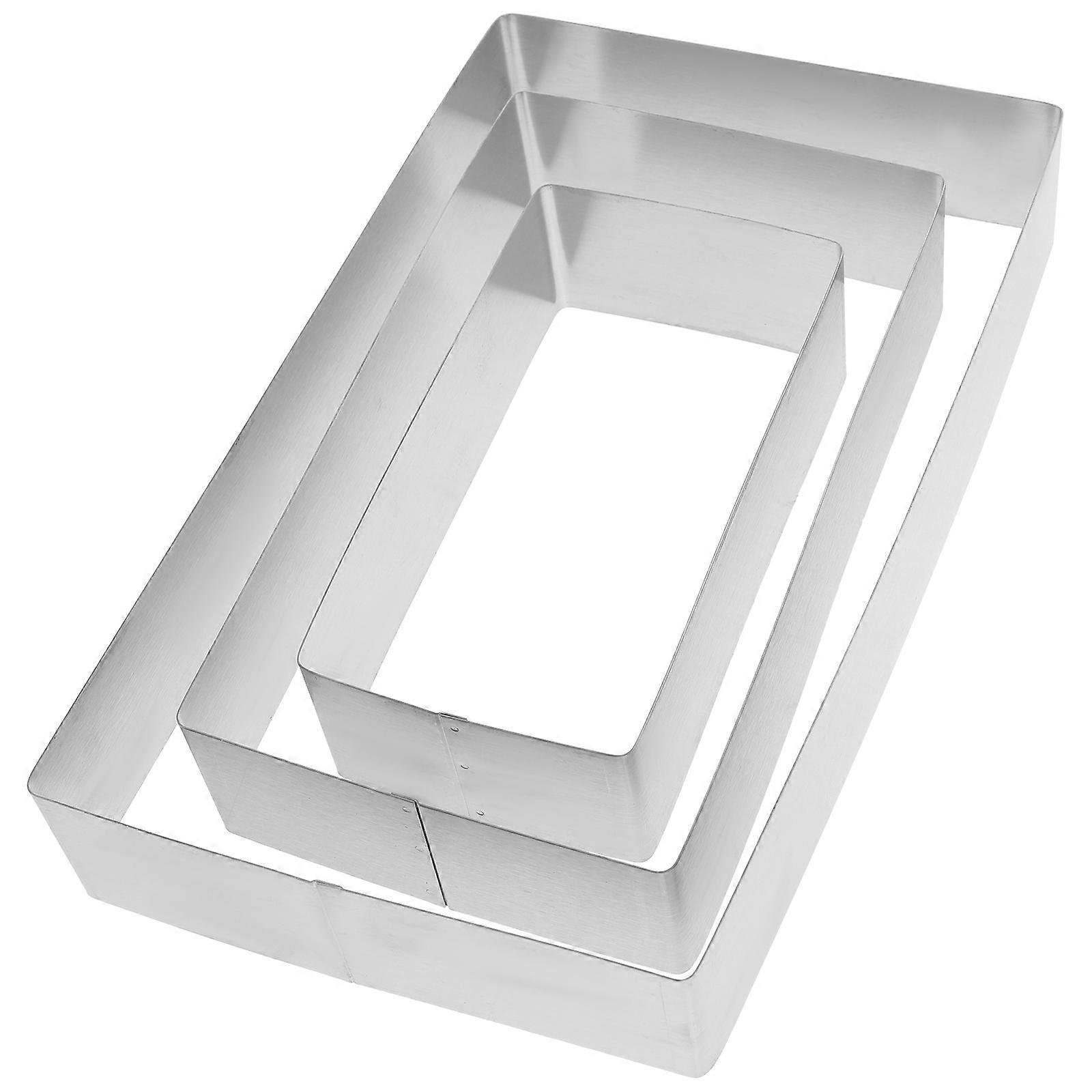 3-teiliges Set Mousse-ringe Aus Edelstahl, Rechteckige Tiramisu-kuchenform, Käseausstecher, Gebäckform, Backwerkzeug-25x15x4.5cm