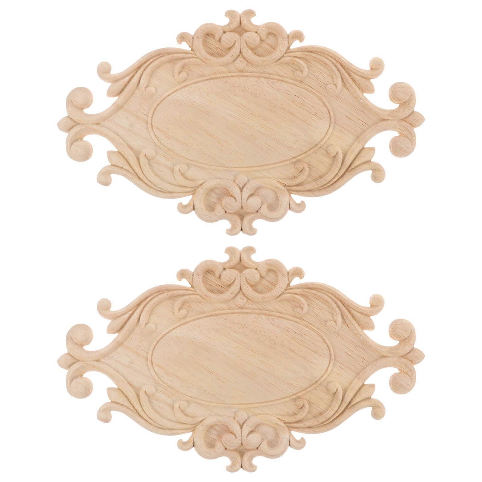 2 Stück Holzschnitzereien, Diy-bastelideen Für Türapplikationen, Heimdekoration-24.00x14.50x0.70cm
