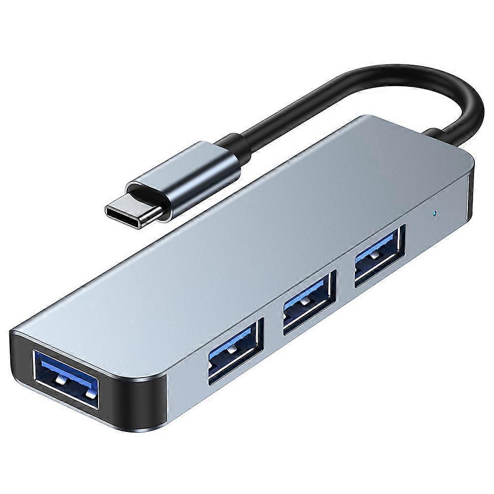 Usb-hub Mit 4 Anschlüssen, Usb 3.1 Typ-c Auf Usb 3.0 Hub-transferadapter-zubehör-9x2.8x1cm-grey
