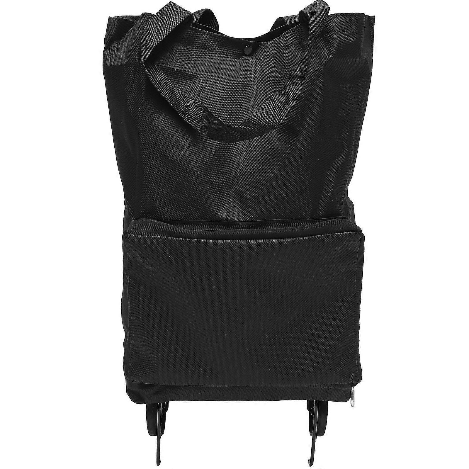 Zusammenklappbare Trolley-taschen, Faltbare Einkaufstasche Mit Rollen, Faltbarer Einkaufswagen-48x28x18cm-black