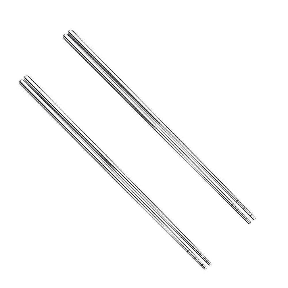 2 Paar Essstäbchen Aus Edelstahl, Geeignet Zum Kochen Von Nudeln Und Frittieren-36x0.7x0.7cm-silver