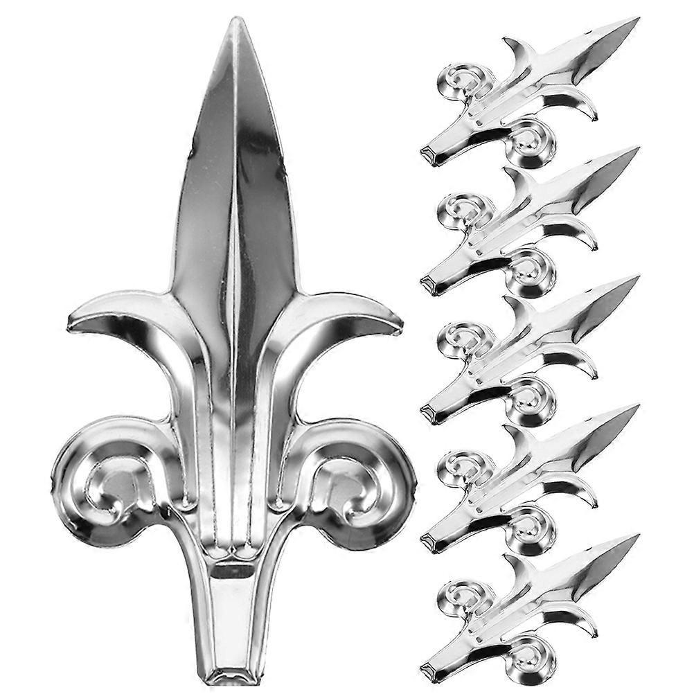 6-teiliges Set Zaunspitzen, Tor- Und Zaundekoration, Gartenzaunaufsätze, Spitze Zaunaufsätze Für Bauernhäuser-16.00x8.70x1.00cm-silver