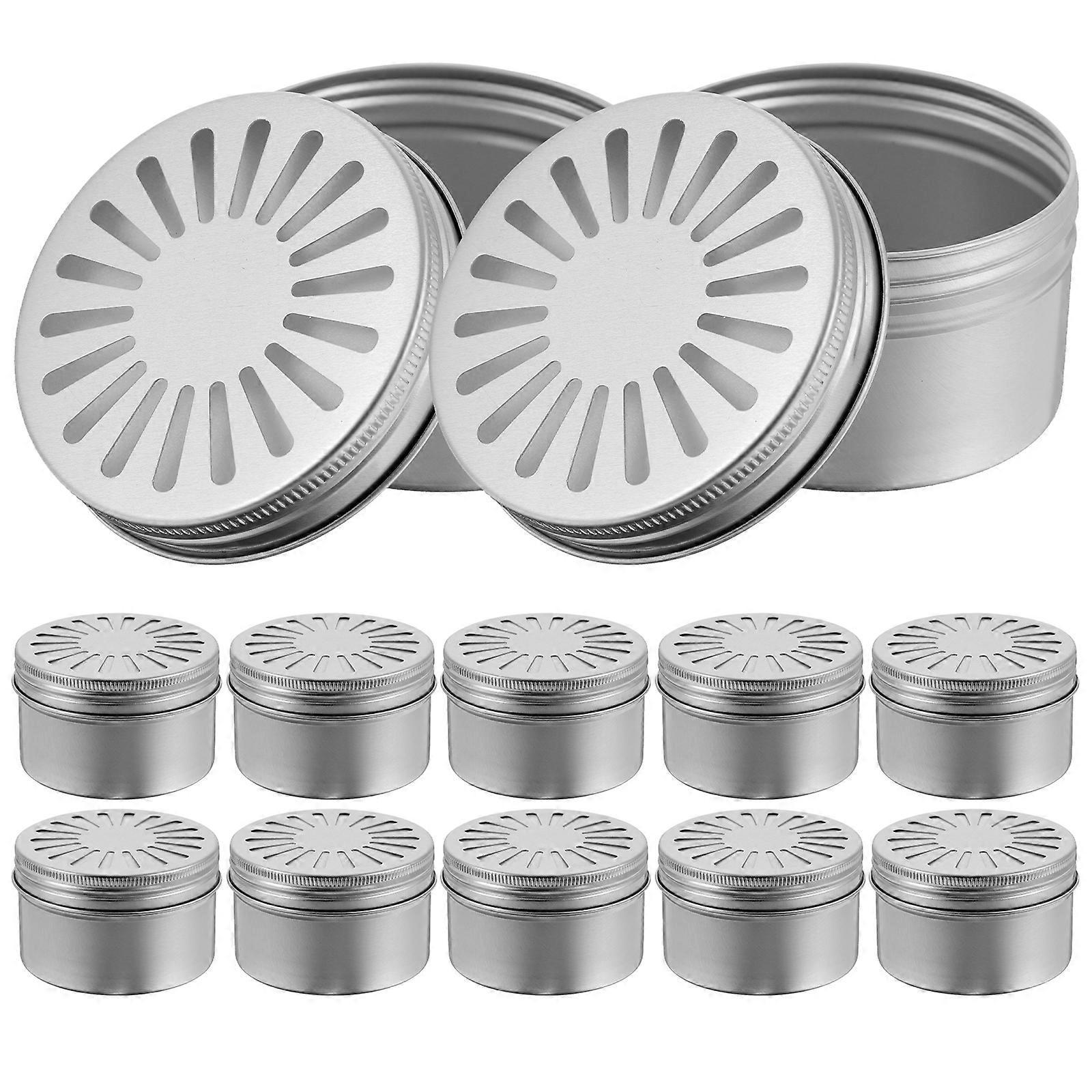 12 Leere Lufterfrischerboxen Aus Aluminium, Aromadiffusorboxen Für Den Haushalt Mit Hohlem Deckel-6.80x6.80x4.20cm-silver