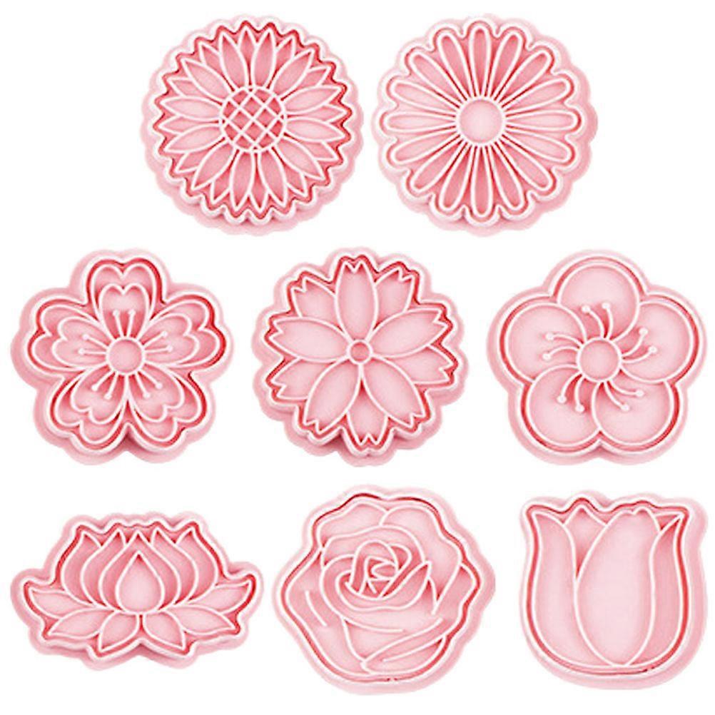 8-teiliges Set Wiederverwendbarer Keksformen, Diy-keksformen, Dessertformen, Plätzchenformen-4.9x4.9x2cm-pink