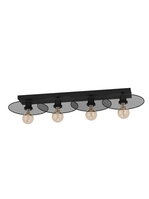 EGLO IKESTON DECKENLEUCHTE 4L E27 SCHWARZ/GITTER