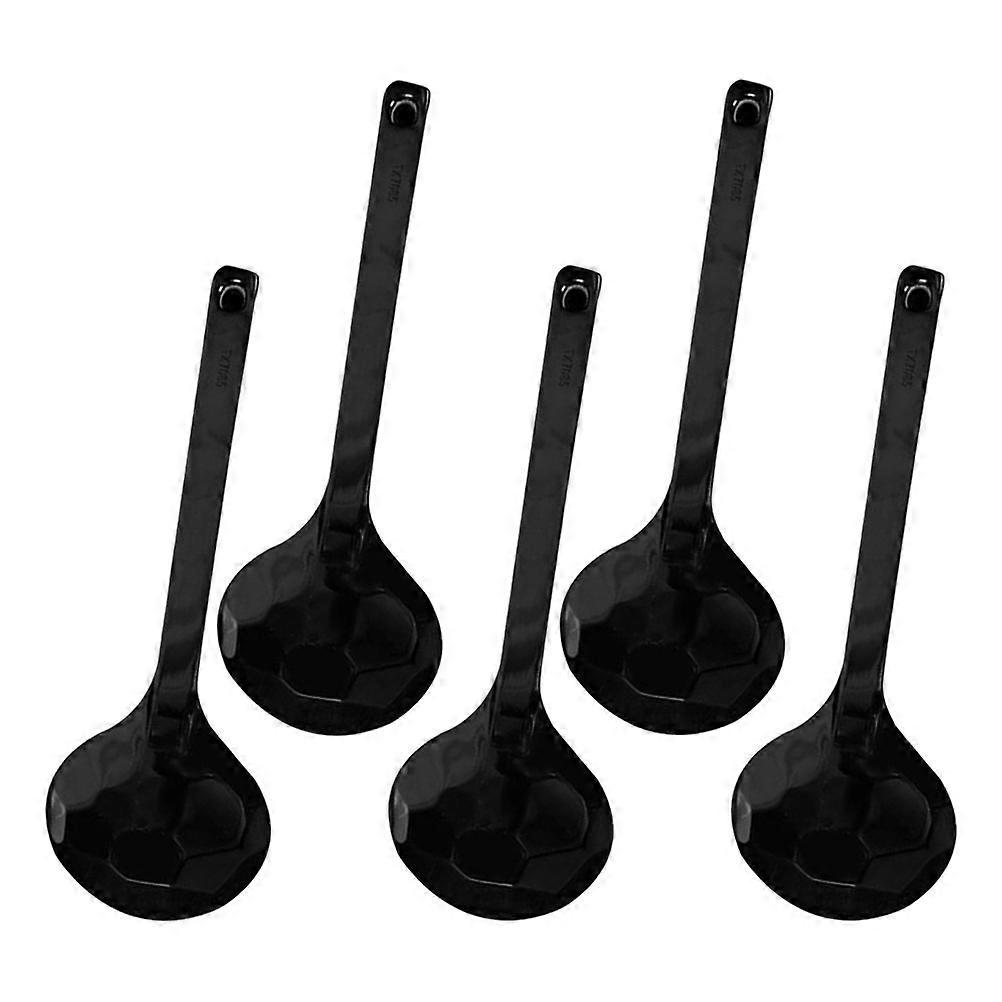 5-teiliges Set Melamin-schildkrötenpanzer-löffel, Suppenlöffel, Restaurantgeschirr, Ramen-löffel-20.8x6.2x0.5cm-black