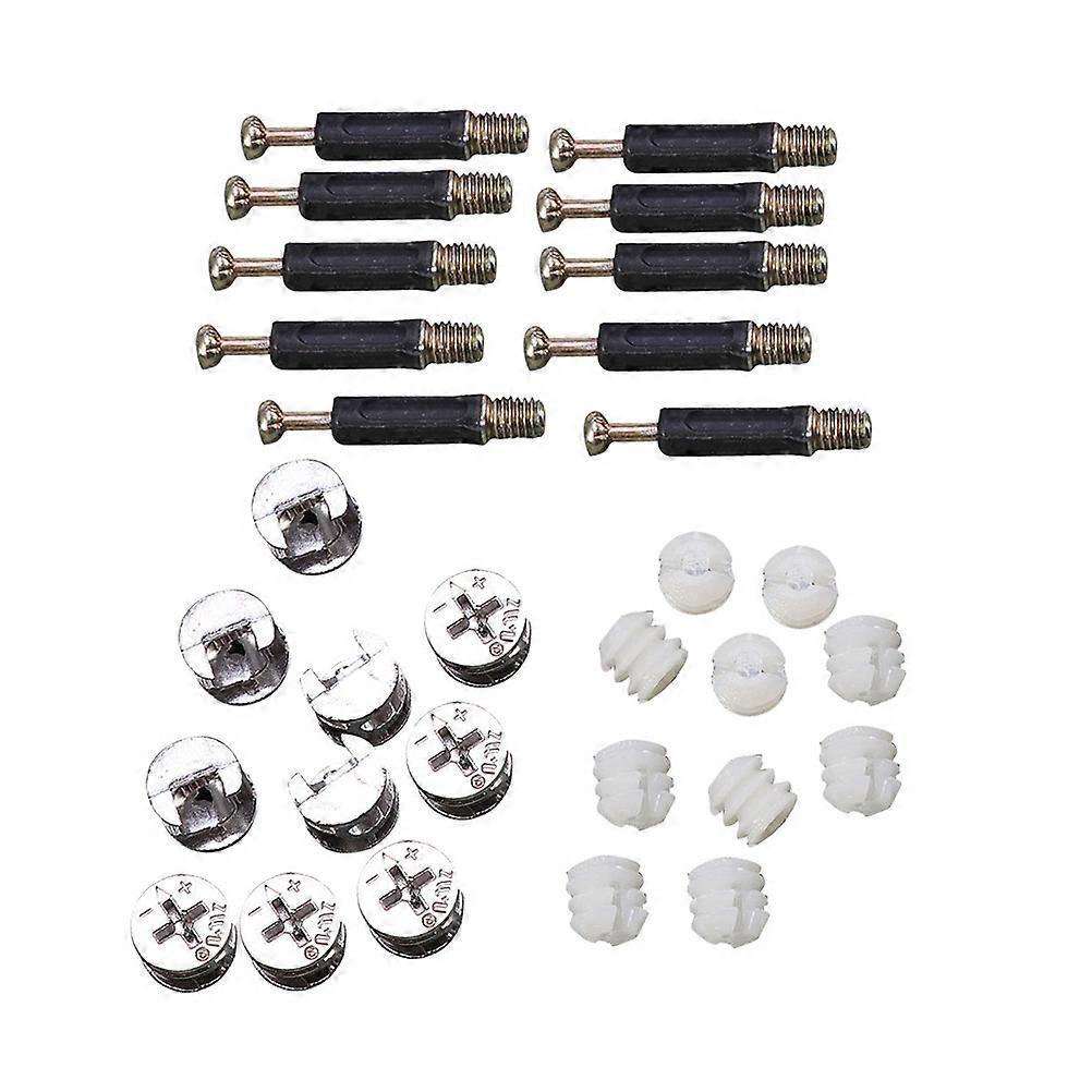 24 Sets Möbelverbinder, Nockenschloss-beschläge, Bolzen, Dübel, Nockenverbinder, Bolzen, Dübel-3.2x1.5x1.2cm