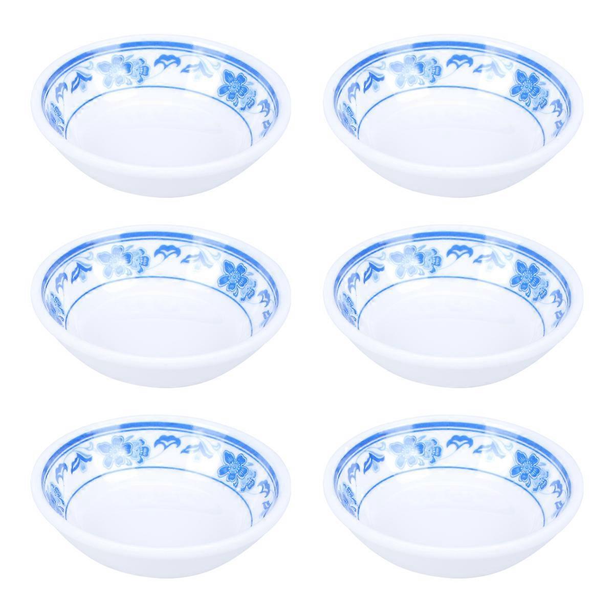 6er-set Melamin-saucenteller, Wiederverwendbare Saucenbehälter, Kleine Dipschalen Für Restaurant Und Haushalt (blau Und Weiß)-7x7x2cm