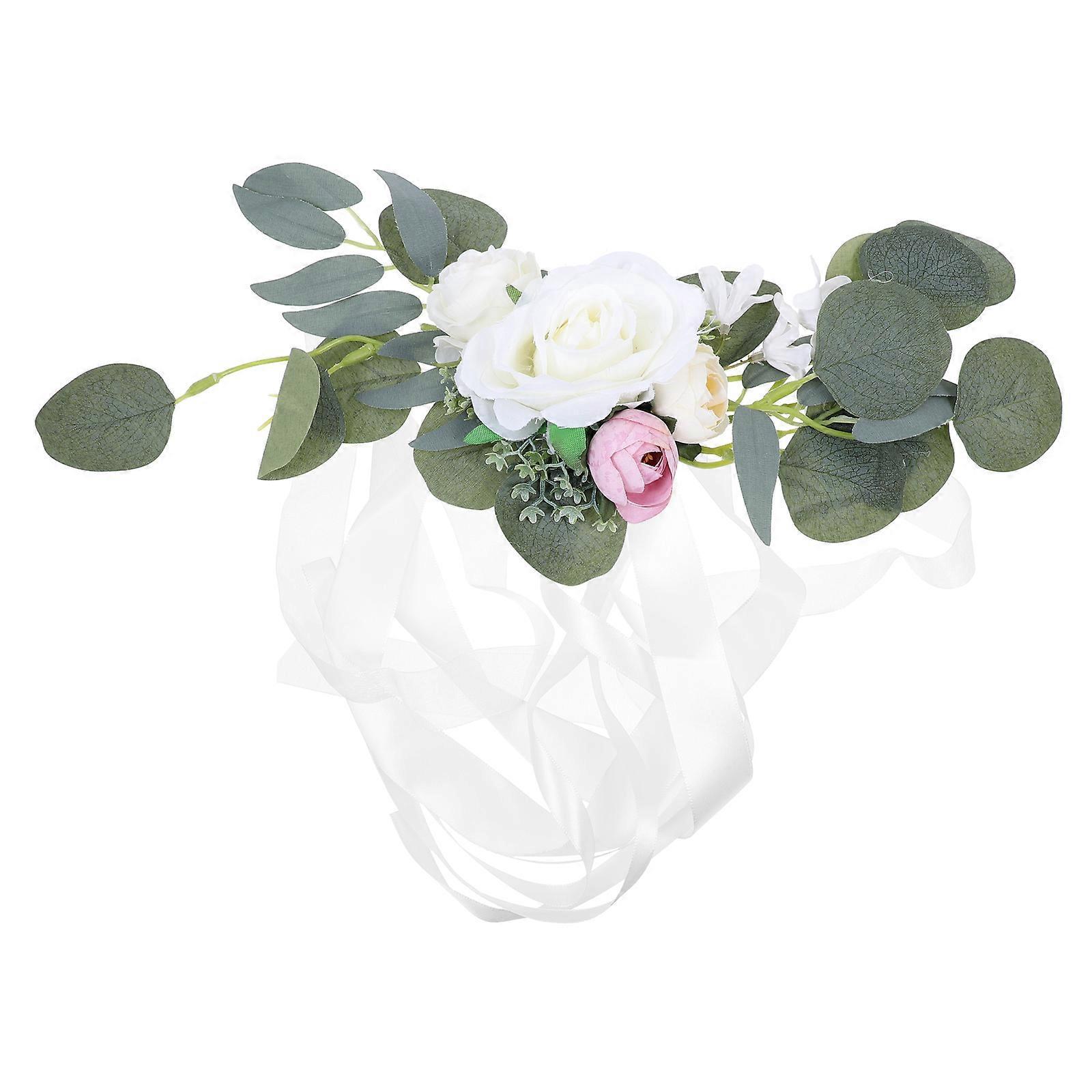 Simulierte Stuhllehnenblumen, Hochzeitsszene, Blumendekoration, Romantische Blumendekoration-63x34cm-white
