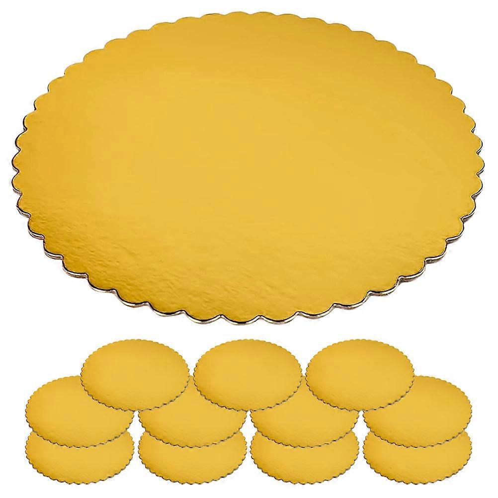 12-teiliges Set Runder Tortenplatten, Kuchenböden, Mousse-torten-präsentationsbasen, Tortendekorationszubehör-25.40x25.40x0.20cm-golden