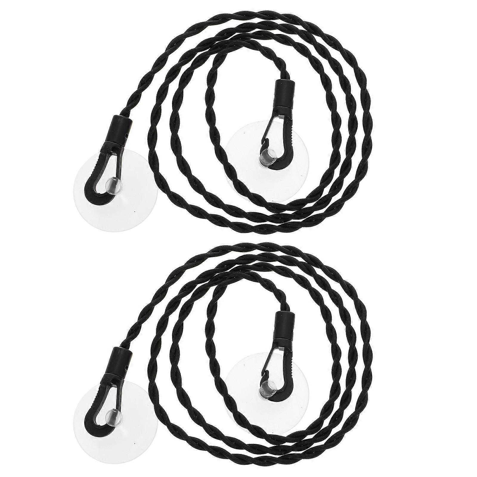 2 Stück Tragbare, Teleskopierbare Wäscheleinen Mit Saugnapf, Windfest Und Ohne Bohren-125.00x4.50x0.50cm-black