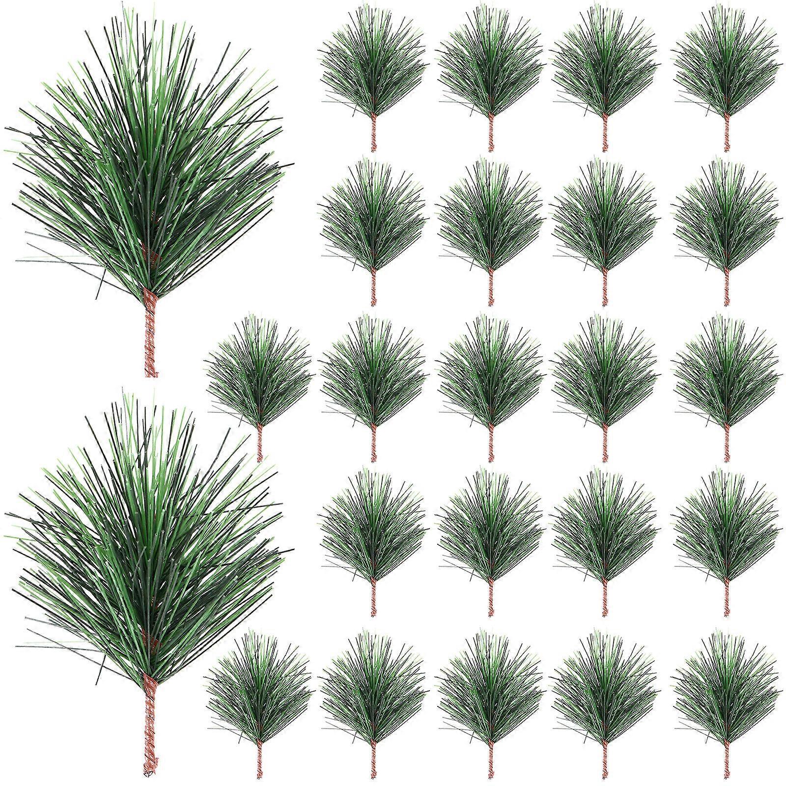 24 Stück Kreative Kiefernzweig-dekorationen, Originelle Künstliche Weihnachtszweige-7x5cm-green