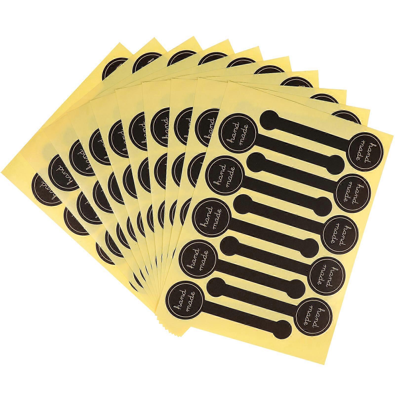 100 Stück Selbstklebende Siegelaufkleber, Handgefertigt, Mit Buchstaben Bedruckt, Längliche Aufkleber In Lutscherform Für Kekse, Gebäck Und Kuchenverpackungen-m