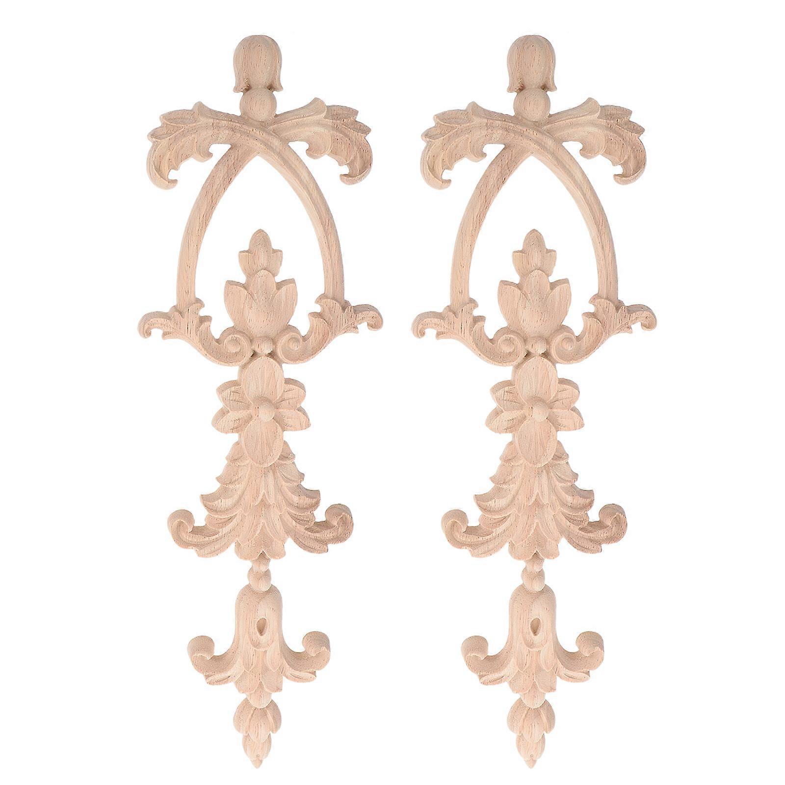 2-teiliges Set Aus Kunstvoll Geschnitzten Holzapplikationen Zur Dekoration Von Schränken Und Garderoben-31.50x10.00x1.00cm