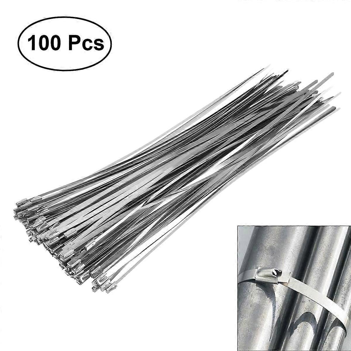 100 Stück 4,6 Mm X 300 Mm Kabelbinder Aus Edelstahl, Auspuffband-verschlussbinder-silver