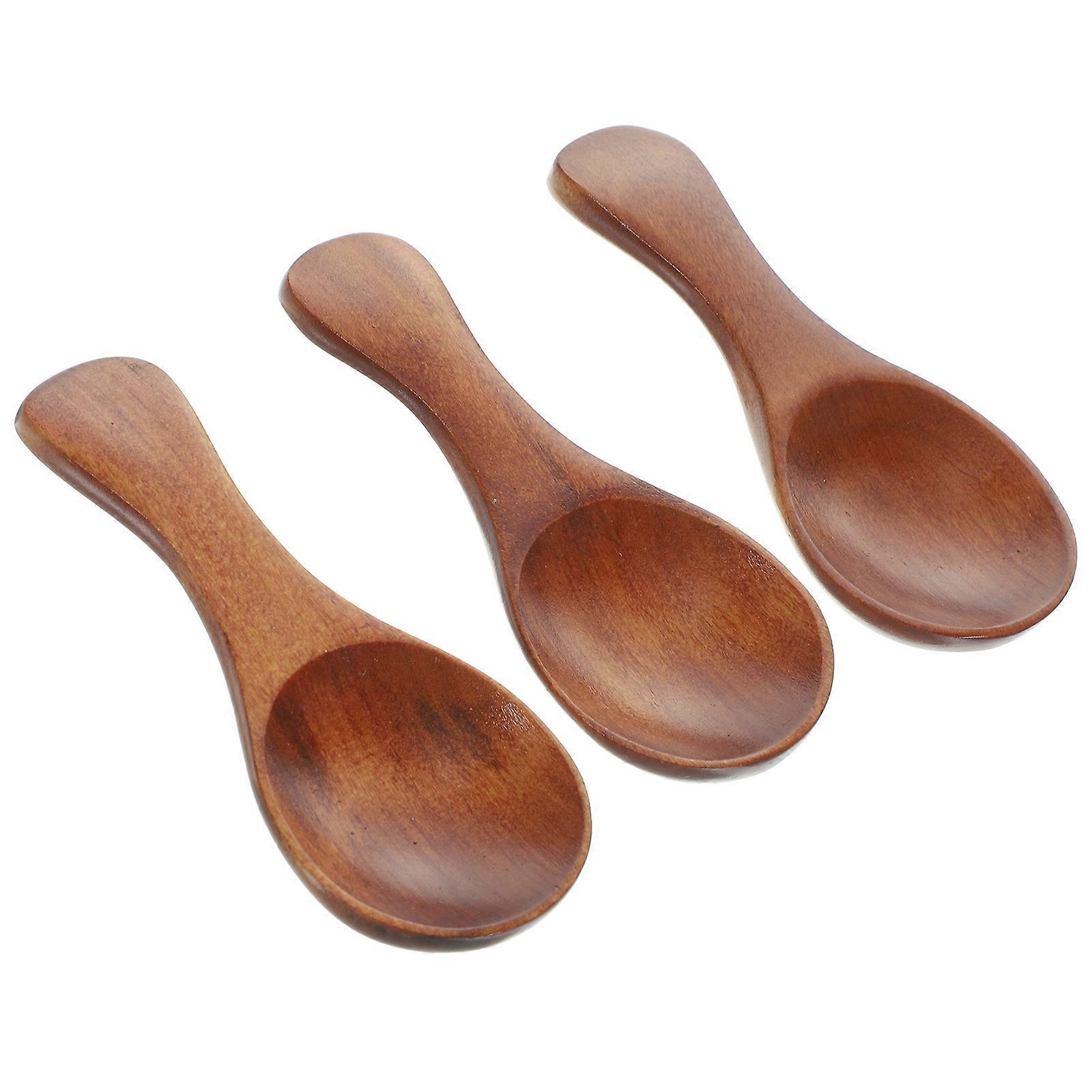 3er-set Dessertlöffel Aus Holz, Kinderlöffel Aus Holz, Mehllöffel Aus Holz, Mini-holzlöffel-8.3x3.5x1cm-brown