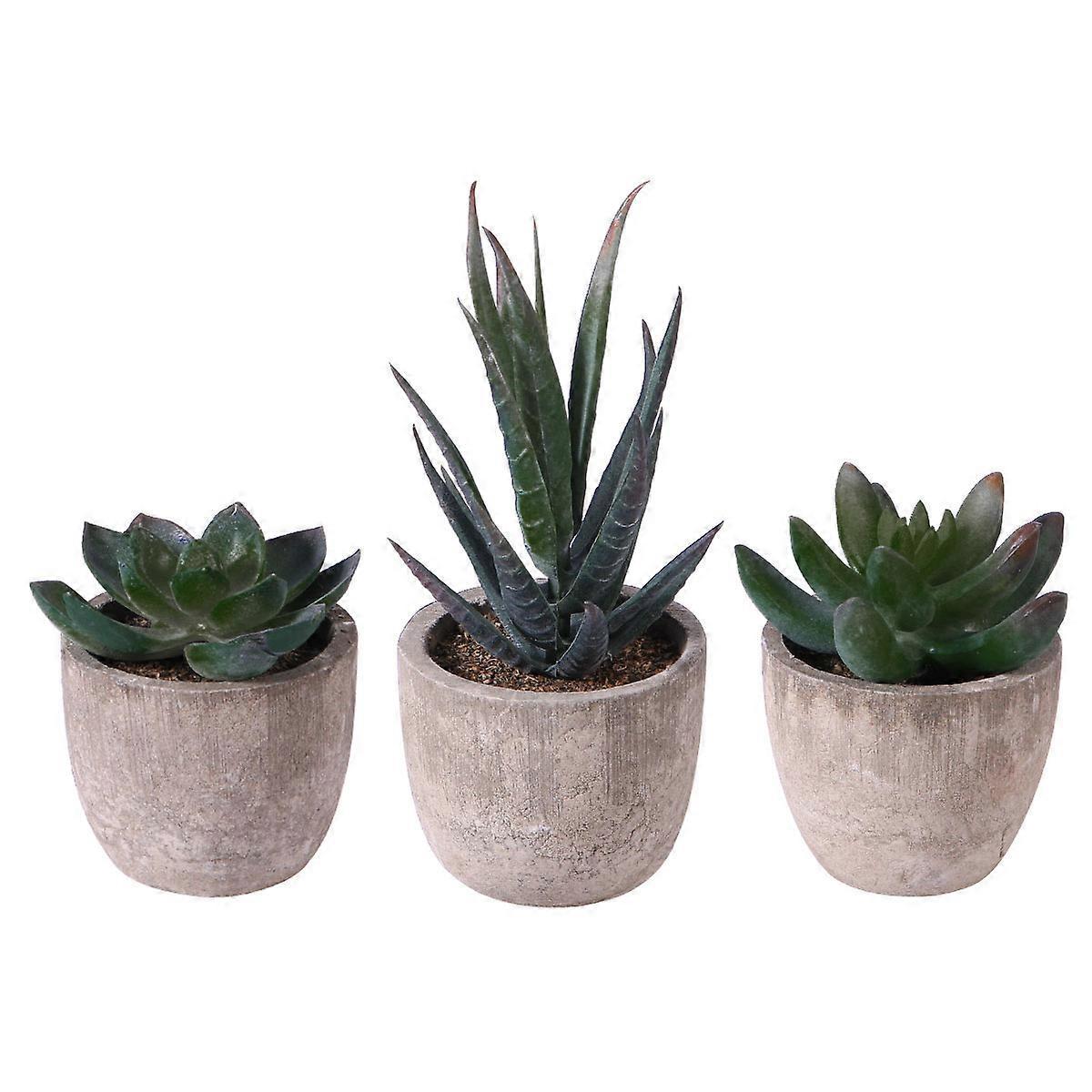 Ounona 3er-set Dekorative Künstliche Sukkulenten, Künstliche Sukkulenten, Künstliche Pflanzen Mit Töpfen-7.00x6.50x6.50cm