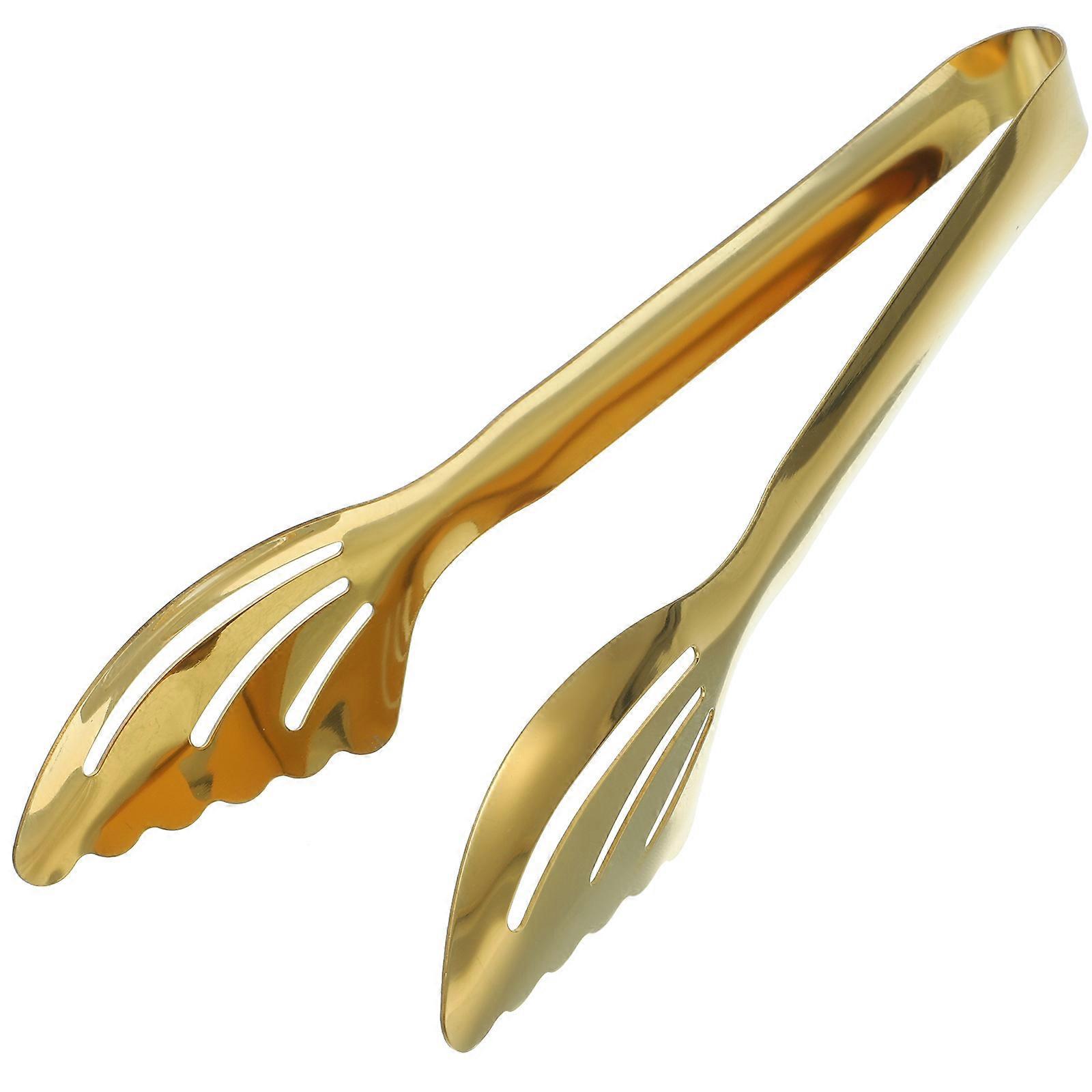 Brotzange, Wiederverwendbare Lebensmittelzange, Lebensmittelklemme Aus Metall, Bäckereizange Aus Edelstahl-24.00x4.50x2.00cm-golden