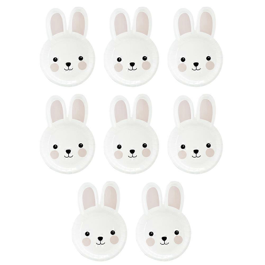 Stück Hasenförmige Pappteller, Einweg-osterteller Für Feste Und Feiern-24x17cm-white