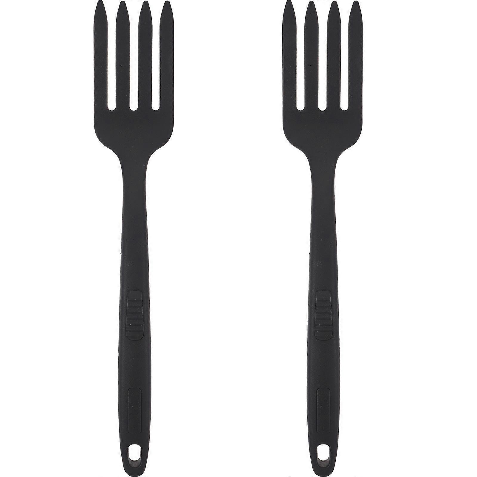 2er-pack Silikon-pastagabeln, Multifunktionale Kochgabeln, Wiederverwendbare Gabeln, Nudelgabeln, Küchengabeln-29.50x5.30x2.40cm-black