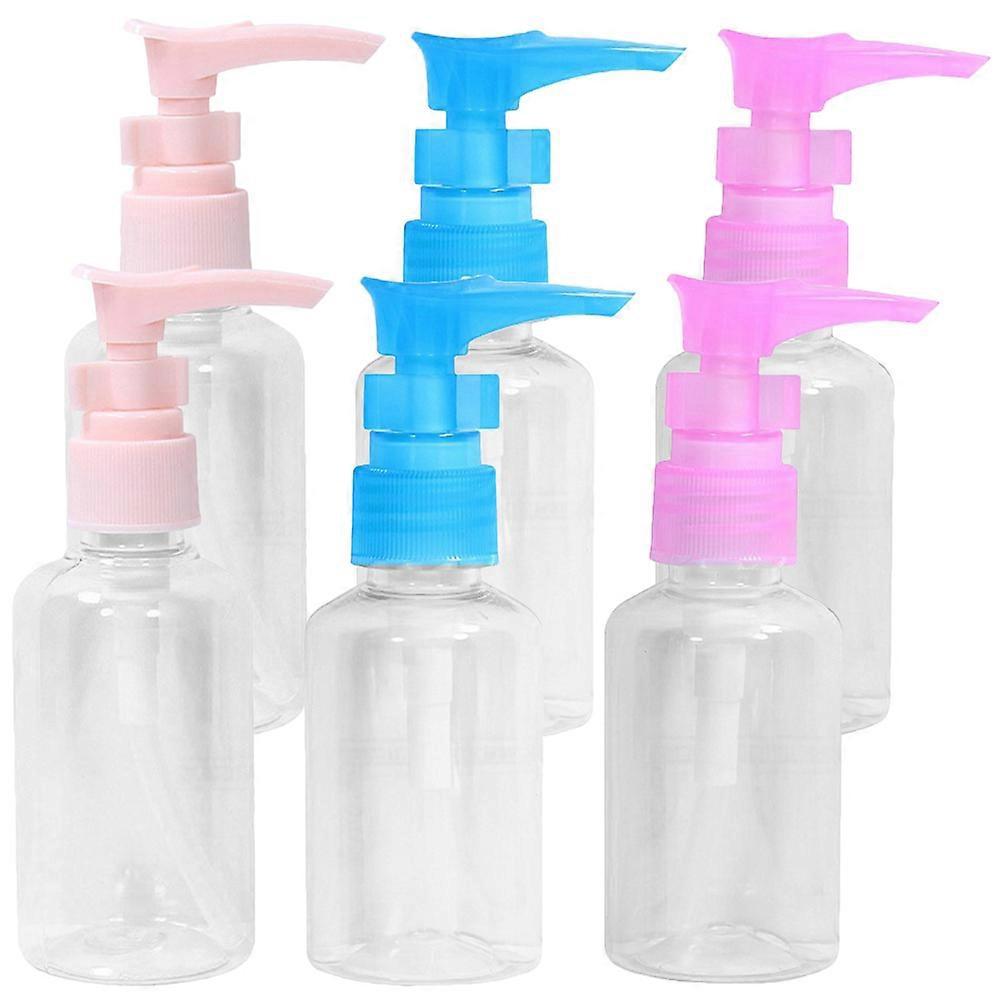 6 Stück Transparente, Leere Und Wiederbefüllbare Plastikflaschen Mit Pumpe (farbe Zufällig)-11x3.6cm