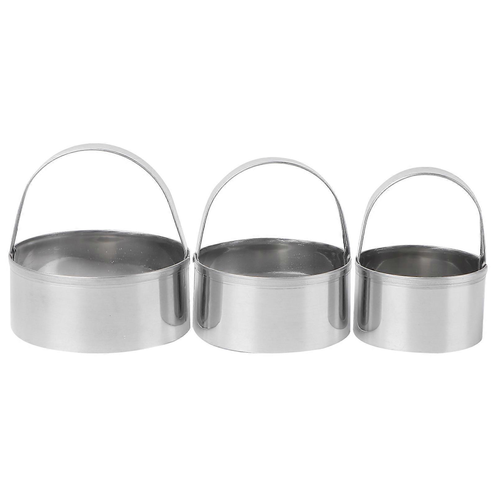 3-teiliges Set Klassischer Runder Ausstecher Aus Edelstahl Für Kekse Und Gebäck Mit Griff (glatte Kante)-8.00x8.00x7.50cm-as Shown