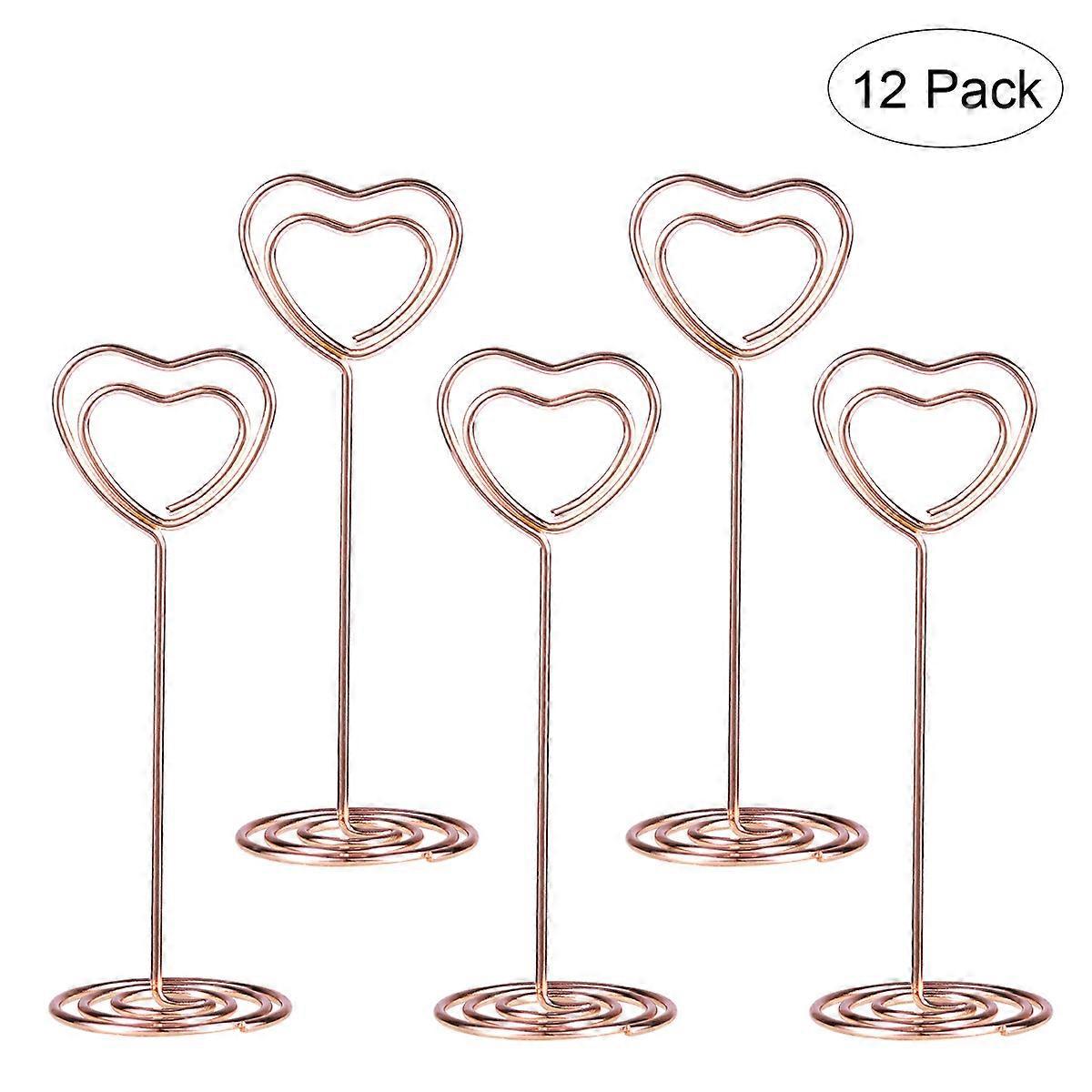 Ounona 12 Stück Roségoldene Herzförmige Fotohalter, Tischnummernhalter, Menükartenclips Für Hochzeiten (roségold)-8.50x3.00x3.00cm-golden